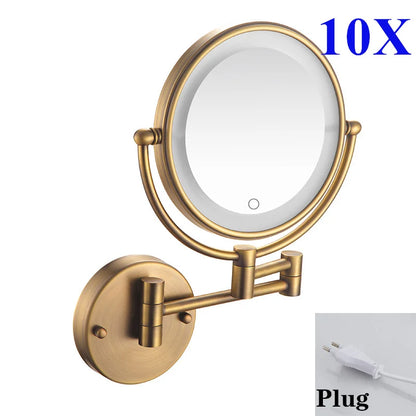 10x Magnifying Led Folding Bathroom Mirrors Walll Mounted