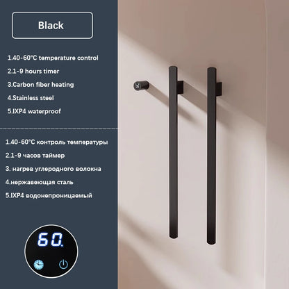 Gray Bathroom Towel Warmer Hidden Wires Electric Heated