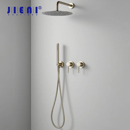 Jieni Rainfall Shower Faucet Brushed Gold Bathroom Shower