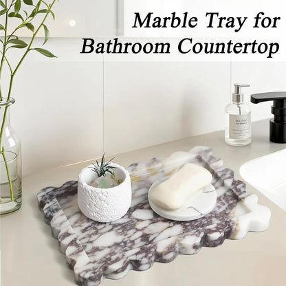 Calacatta Viola Scalloped Marble Tray Natural Marble Stone