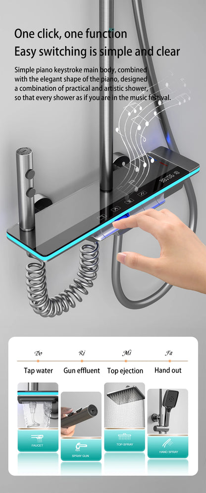 Luxury Smart Digital Temperature Shower System Bathroom Rain