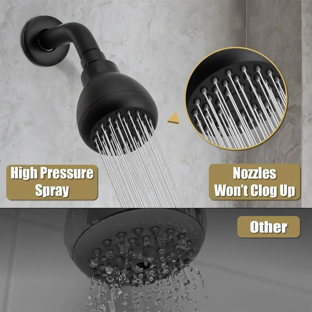 Silicone Nozzles Shower Heads Matte Black Powerful Water