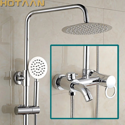 Bathroom Rainfall Shower Faucet Mixer Tap Hand Sprayer