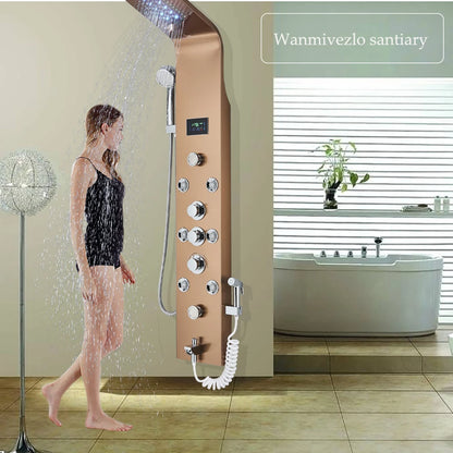 Led Shower Panel Six Functions Waterfall Shower Panel