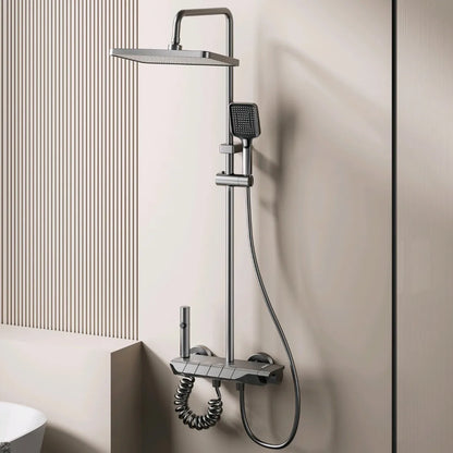 Bathroom Aluminum Shower Gunmetal Gray Cold Water Piano