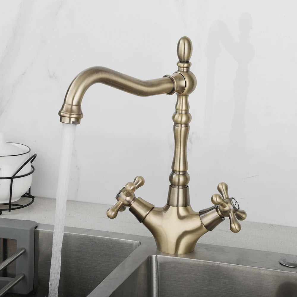 Kemaidi Golden Bathroom Basin Sink Faucet 360 Swivel