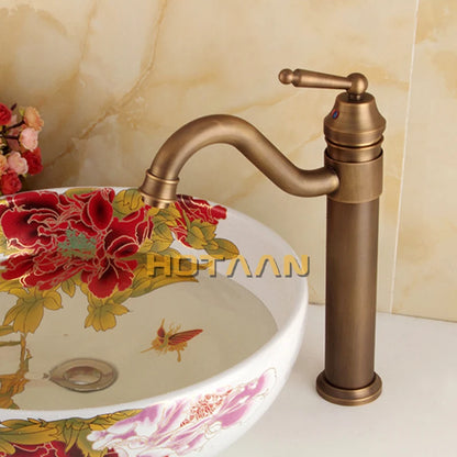 Antique Bronze Finishing Output Bathroom Sink Faucet Tap