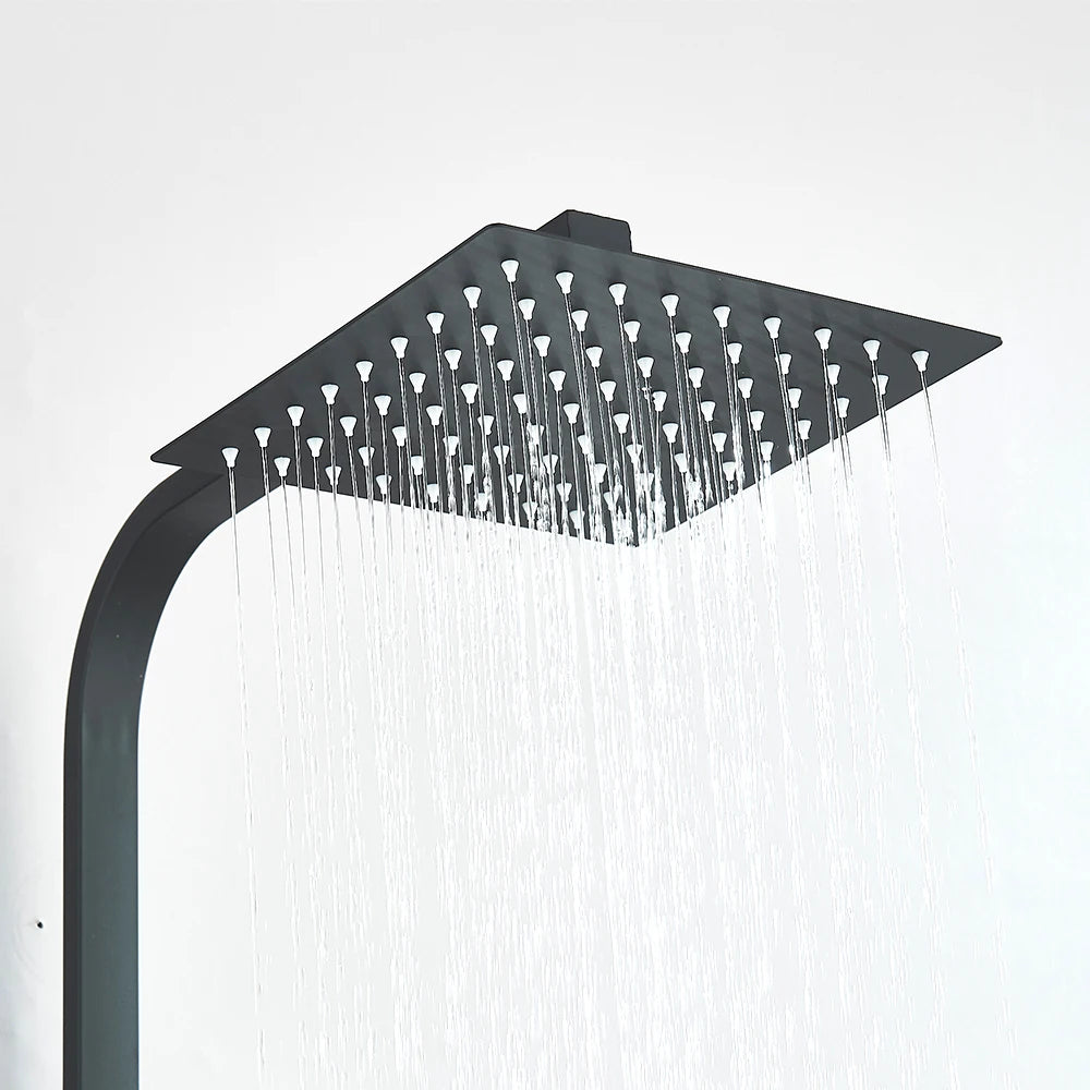 Black Luxury Bathroom Shower Faucet Wall Mounted Swivel