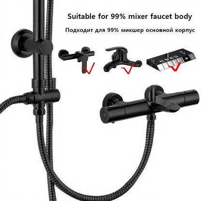 Black/Chrome Bathtub Split Rain Shower Handheld Bathroom Rainfall