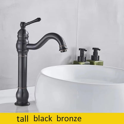 Luxurious Antique Bathroom Basin Faucet Brass Deck Mounted