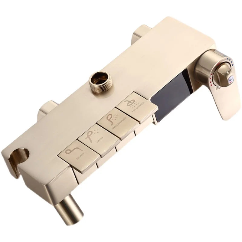 Brushed Gold Piano Digital Shower System Cold Brass