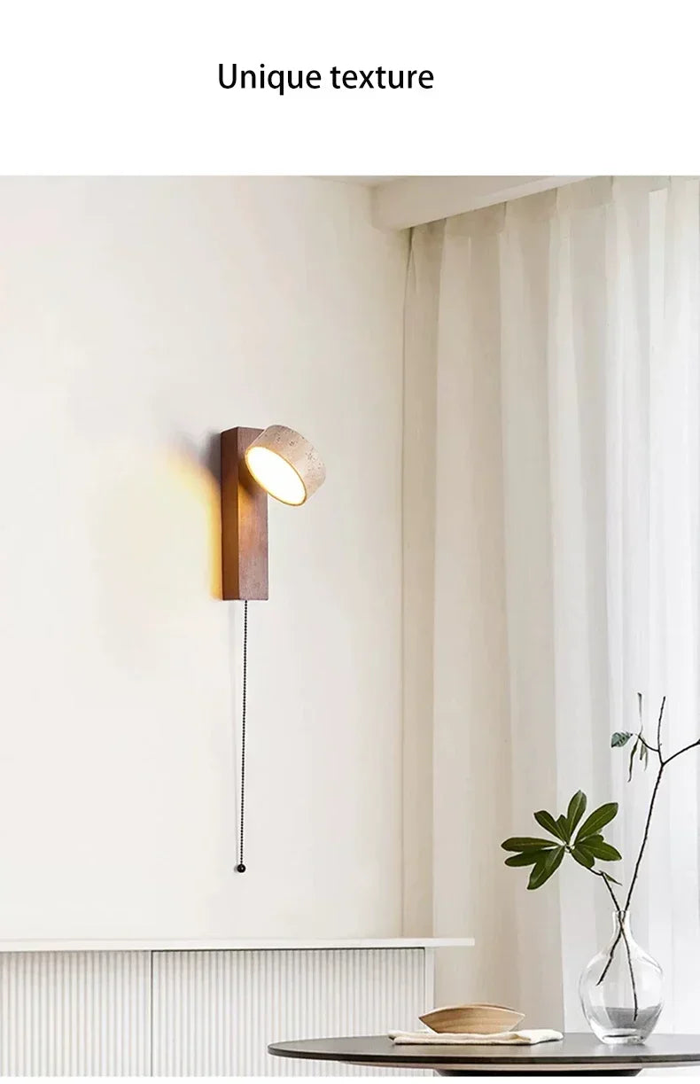 Rotatable Spanish Natural Limestone Round Led Wall Lamp