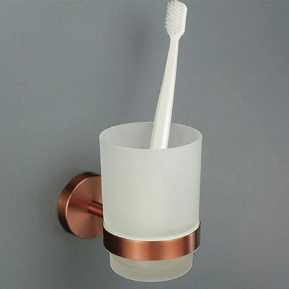 Brushed Rose Gold Brass Knurled Toilet Brush Holder