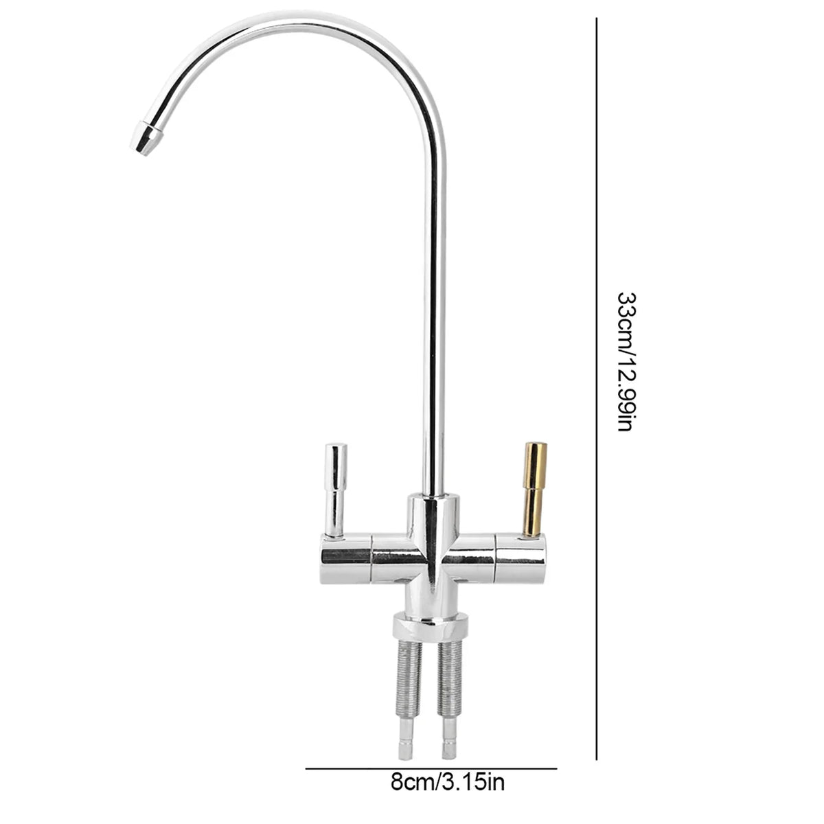 1/4 Double Holes Sink Faucet Tap Chrome Reverse