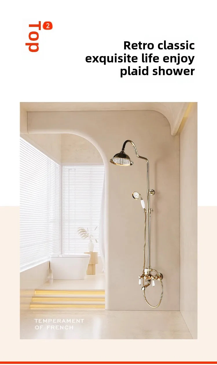Vintage French Style Dual Handle Tub Faucet Shower