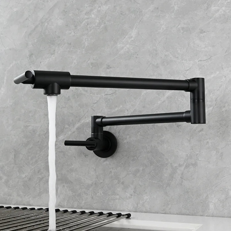 Black Wall Mounted Pot Filler Faucet Swivel Folding
