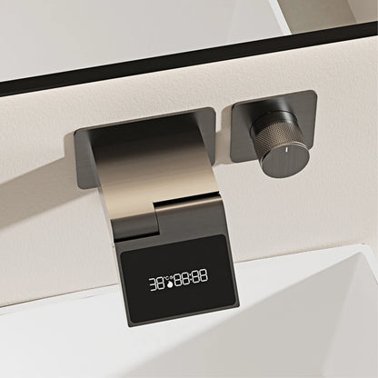 Intelligent Black Brass Bathroom Faucet Led Digital Display