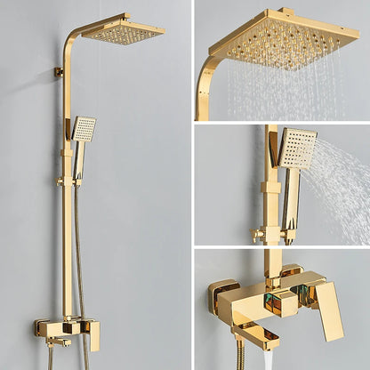 Black Chrome 3/4-Way Shower Faucet Rainfall Shower Cold