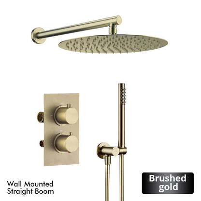 Bathroom Faucet Dial Way Brushed Gold Thermostat Shower