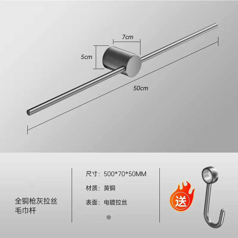 Bathroom Towel Rack Brass Wall-Mounted Toilet Space White