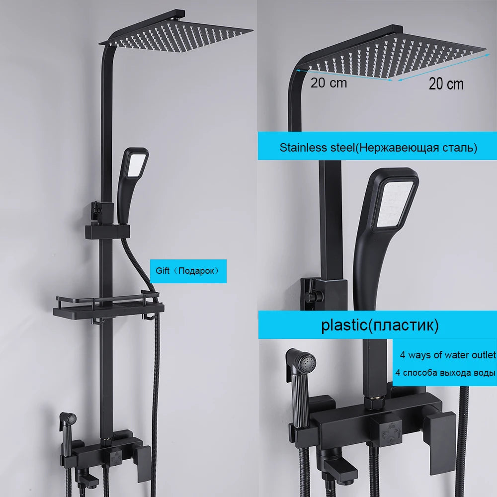 Matte Black Shower Faucet Rainfall High Quality All