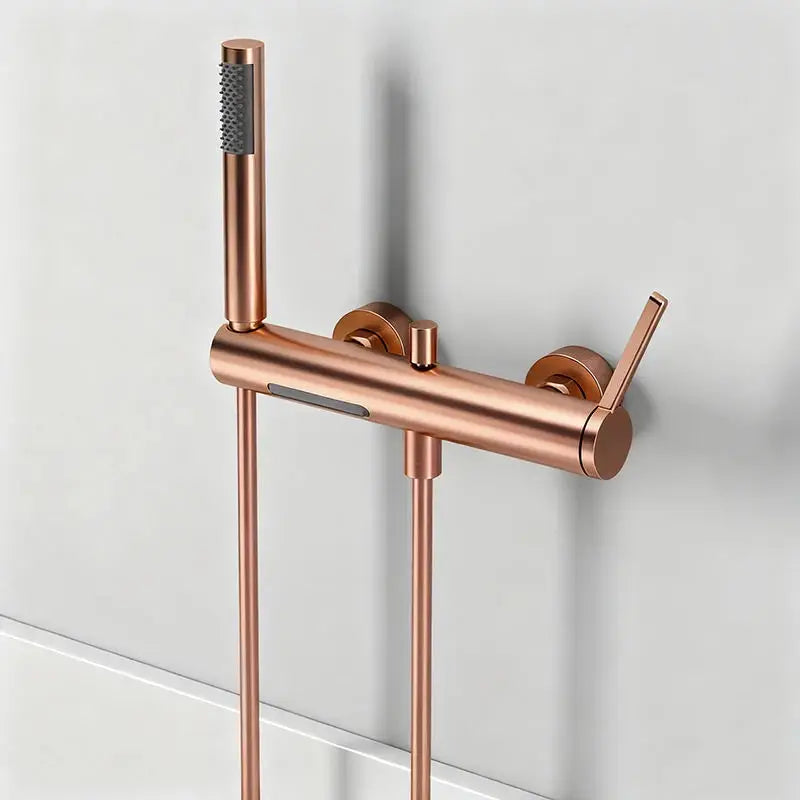 Brushed Gold Bathroom Shower Faucet Wall Mounted Waterfall