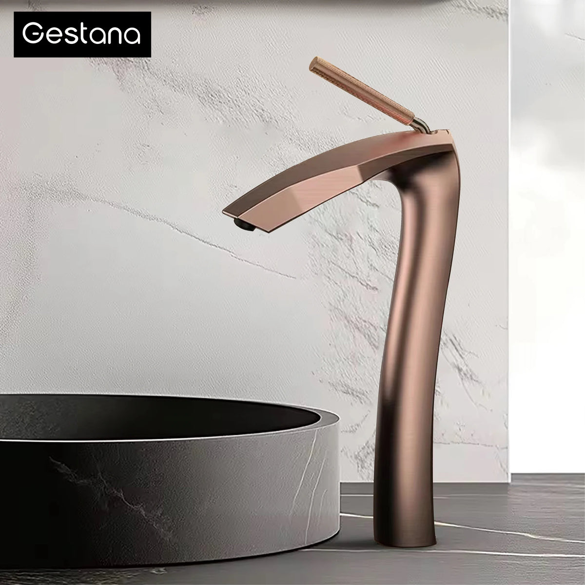 Luxury Brushed Gold Brass Bathroom Faucet Modern Ceramic