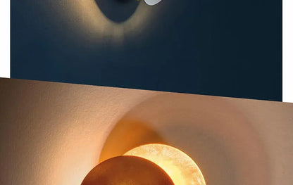 Modern Texture Designer Round Wall Lamp Rotatable Black