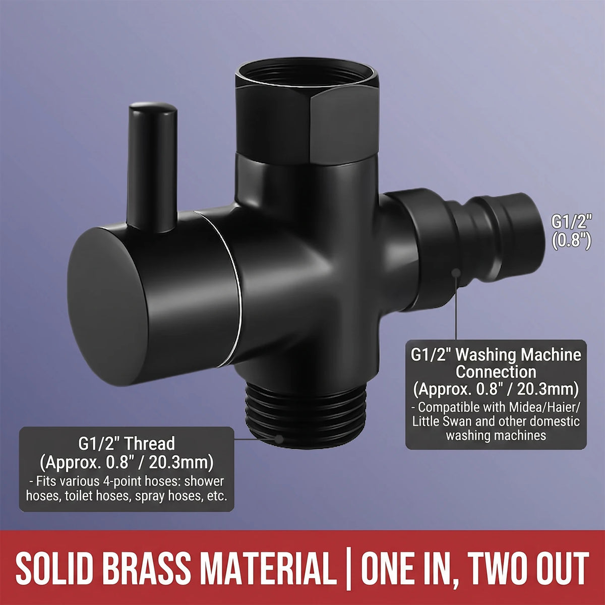 Solid Brass Shower Faucet Diverter Valve Two Way