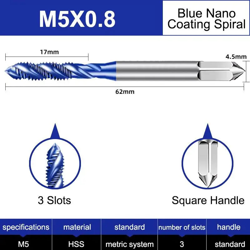 Azzkor Tip/Spiral/Straight Groove Tap M35 Cobalt Containing Blue