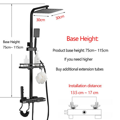 Brass Shower Faucet Thermostatic Digital Display Bathroom Faucet