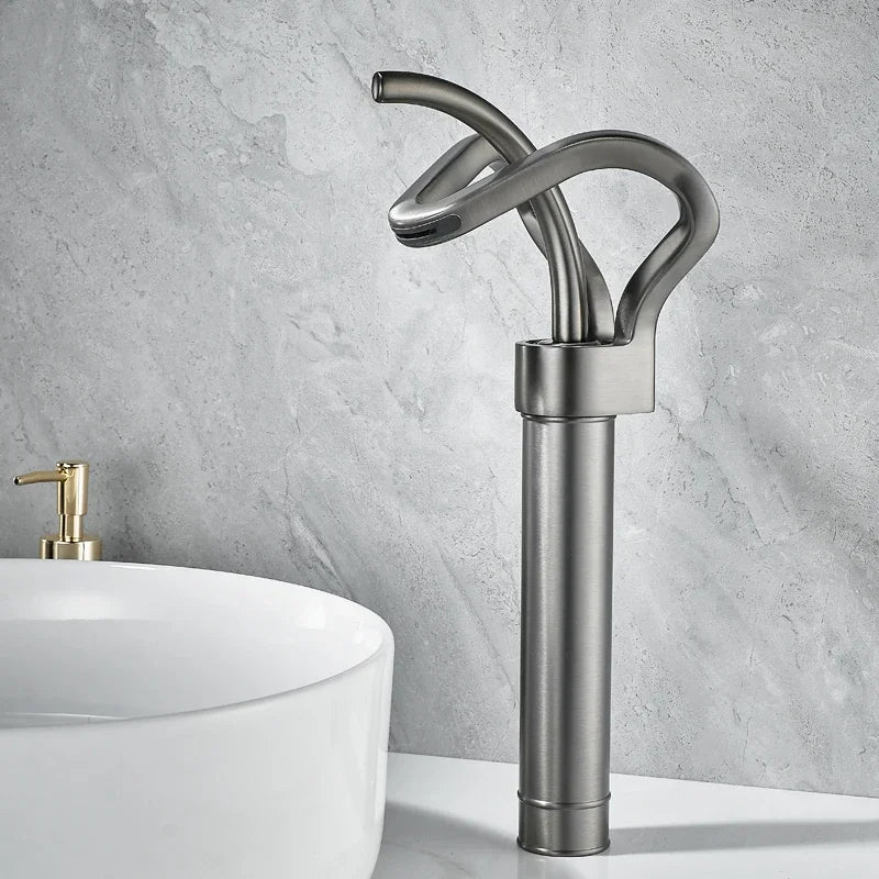 Faucet Bathroom Hollow Out Design Waterfall Basin Mixer
