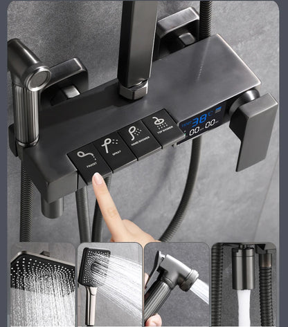 Piano Digital Display Thermostatic Bathroom Shower Cold Brass