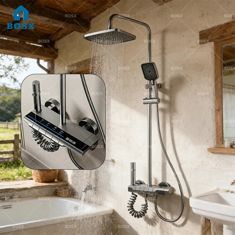 Aluminum Shower Cold Water Digital Display Pressurized Shower