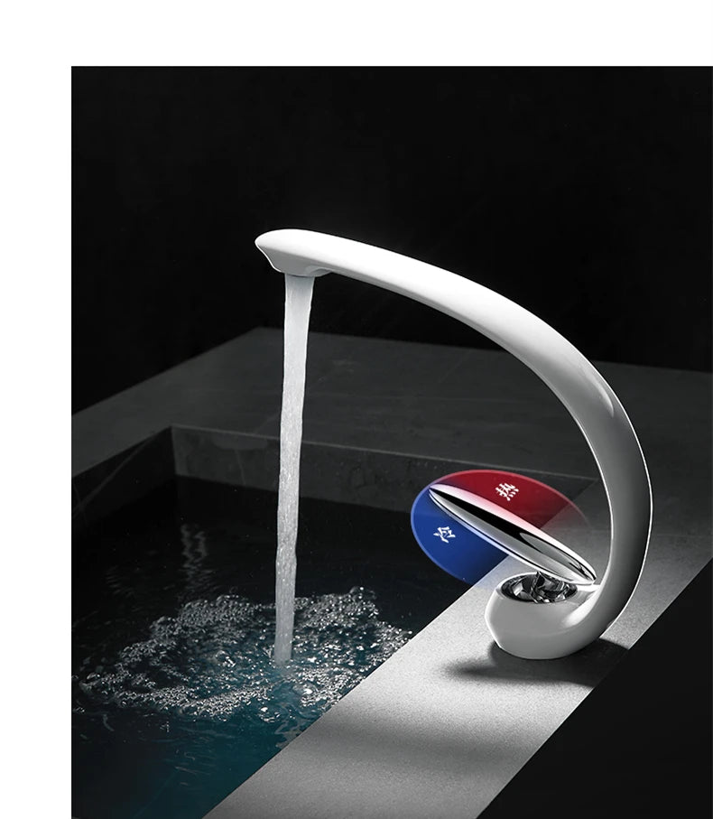 Creative Bathroom Sink Faucet Tap White Brass Wash