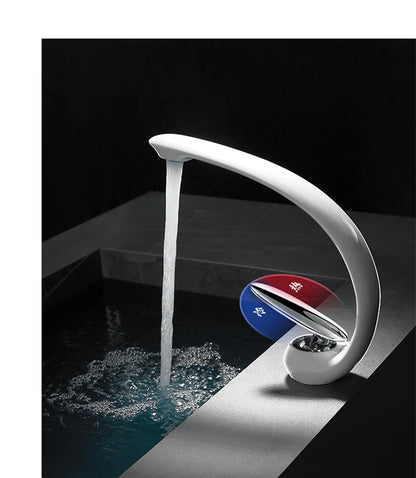 Creative Bathroom Sink Faucet Tap White Brass Wash