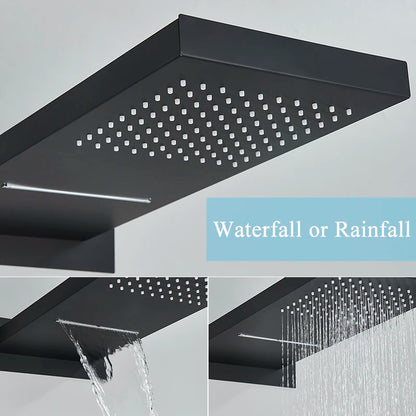 Thermostatic Shower Faucet Wall Concealed Waterfall Rainfall
