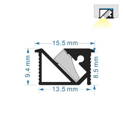 Ultra-Thin Hidden Recessed Cabinet Bar Light 45 Degree