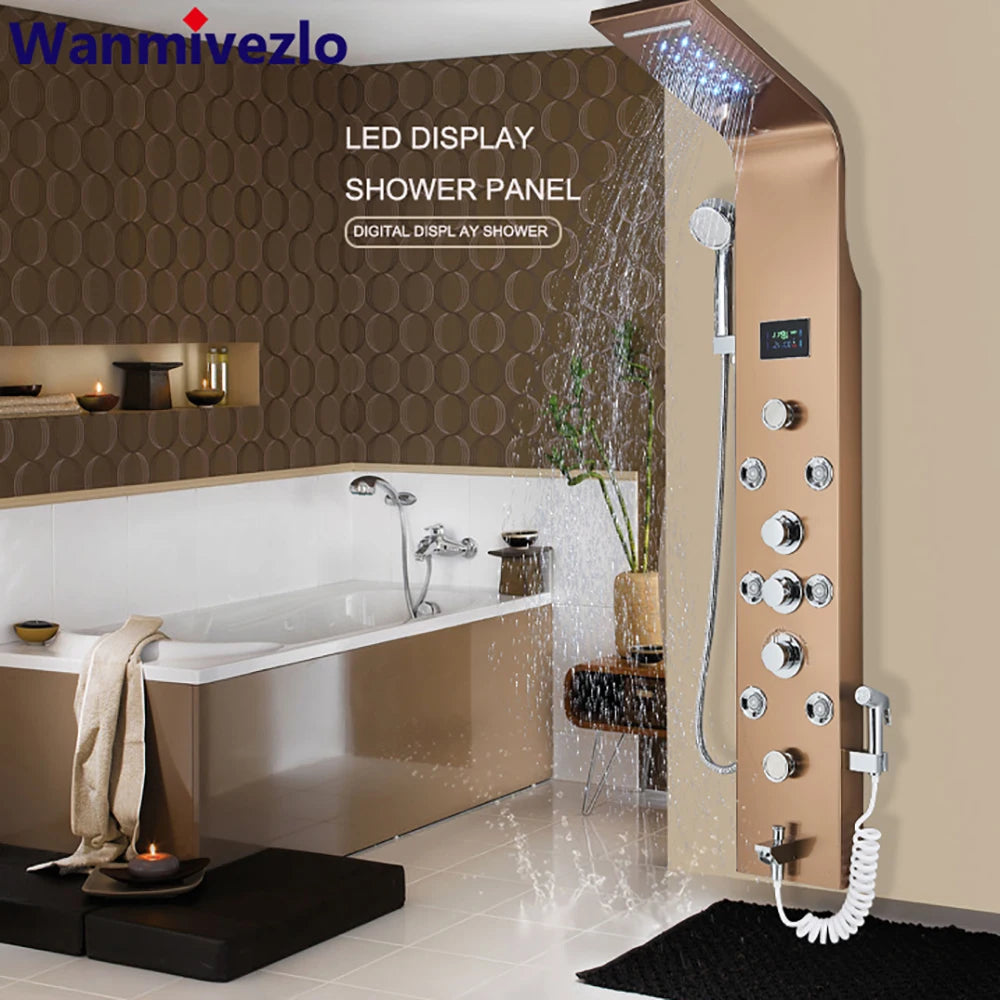 Led Shower Panel Six Functions Waterfall Shower Panel