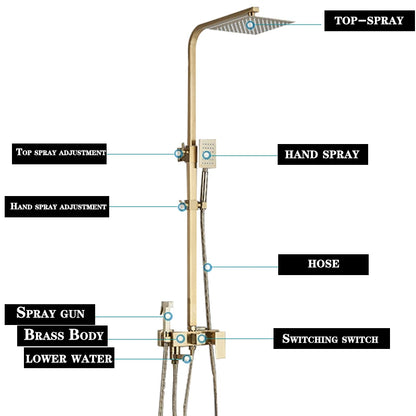 4-Function Wall Mounted Shower Faucet Rainwater Bathtub Shower