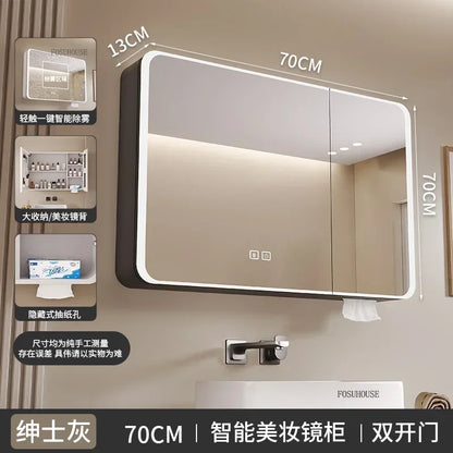 Minimalist Modern Arc-Shaped Smart Bathroom Mirror Cabinets