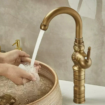 Antique Carved Bathroom Faucet Basin Faucets Brass &