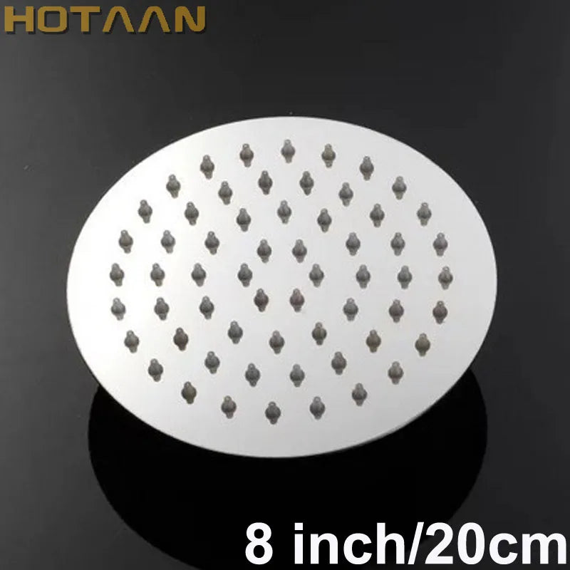 Inch 20x20cm Luxury Round Overhead Rain Shower Head