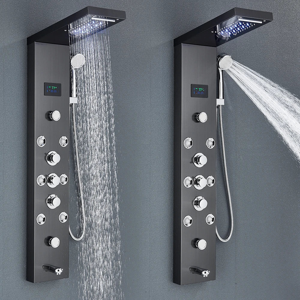 Led Shower Panel Tower System Rain Waterfall Shower