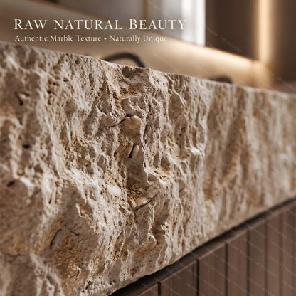 Any Size Custom Vintage Travertine Double Undermount Sink