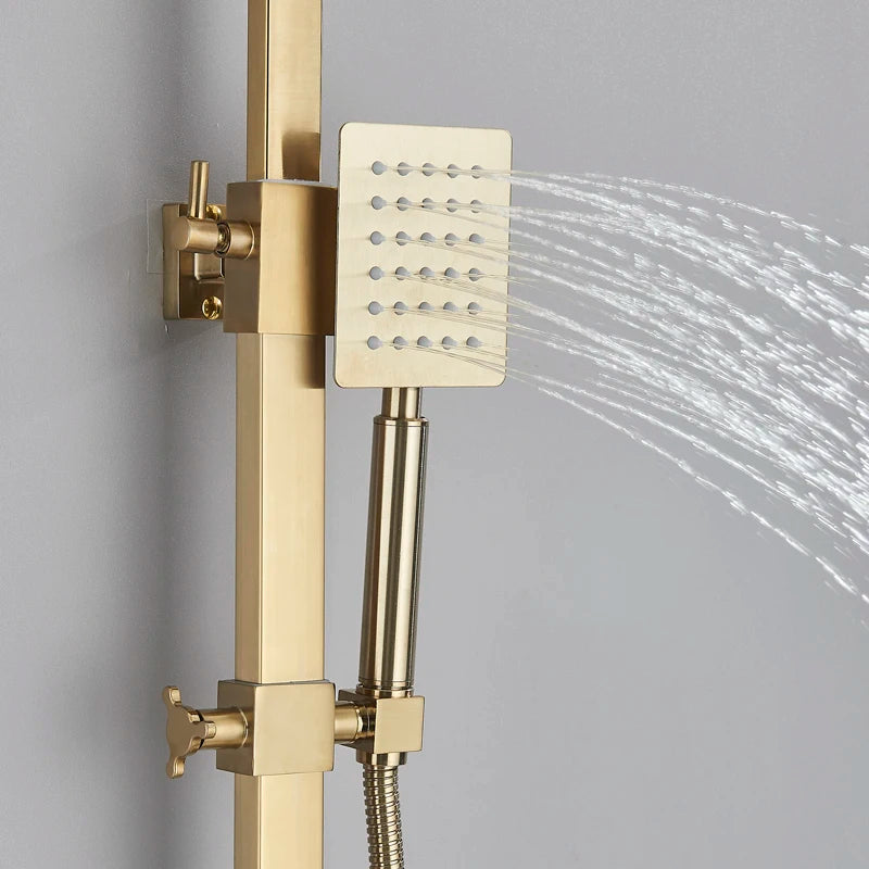 Golden Shower Faucet Rainfall 3/4-Way Bathtub Tap Bathroom