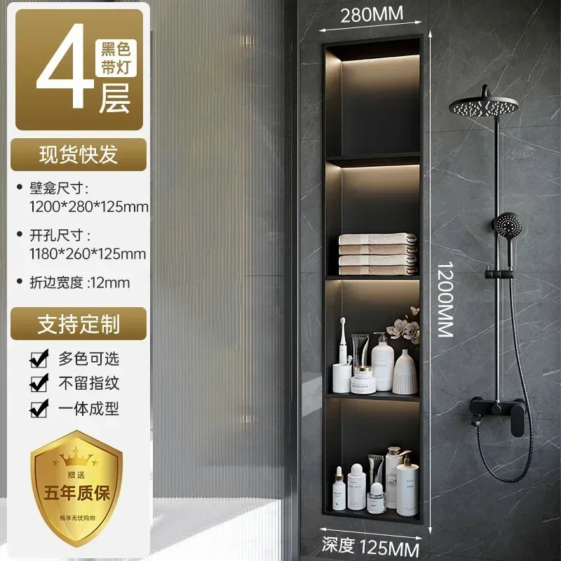 Stainless Steel Niche Bathroom Shelf-Embedded Tv Cabinet Style