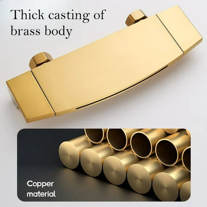 Brushed Gold Bath Shower Faucet Brass Bathtub Faucet