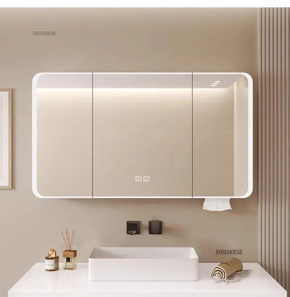 Minimalist Modern Arc-Shaped Smart Bathroom Mirror Cabinets