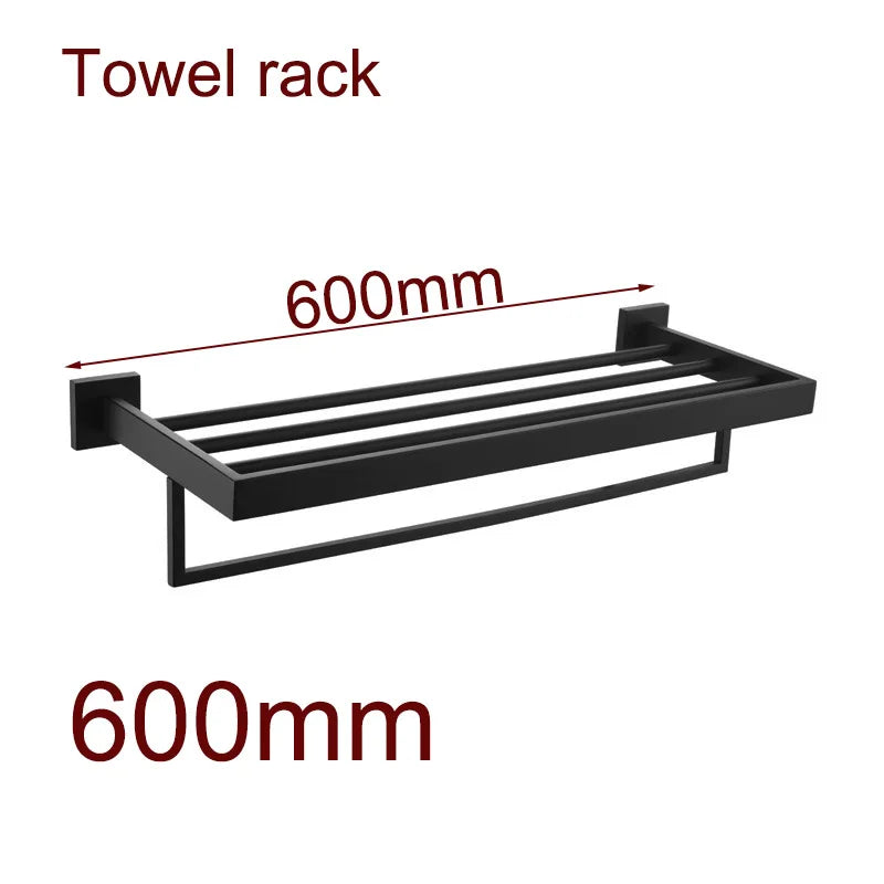Black Bathroom Stainless Steel Wall Rack Towel Rack